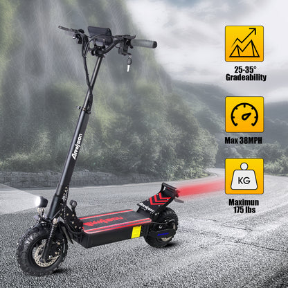 Foldable Electric Scooter for Adults, 2500W Motor, Up to 38MPH Range 30 Miles, 48V/16AH Battery, 440 Lbs 11" Heavy Duty Vacuum Off-Road Tire.